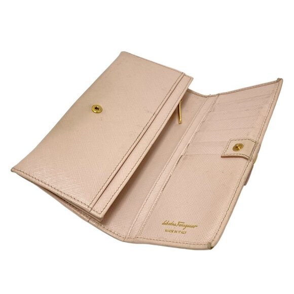 Auth Salvatore Ferragamo Vara - Light Pink Leather Long Wallet - Picture 10 of 12